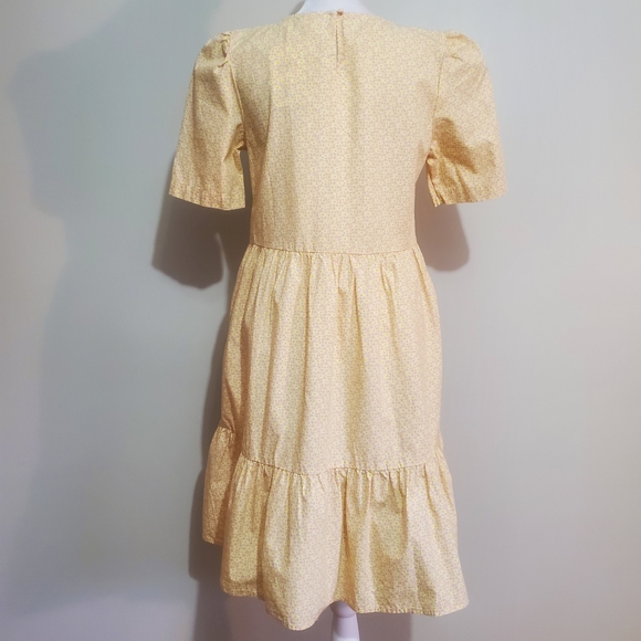 Levi's Marcella yellow floral cotton short sleeve tiered prairie dress XS NWT - Picture 4 of 14